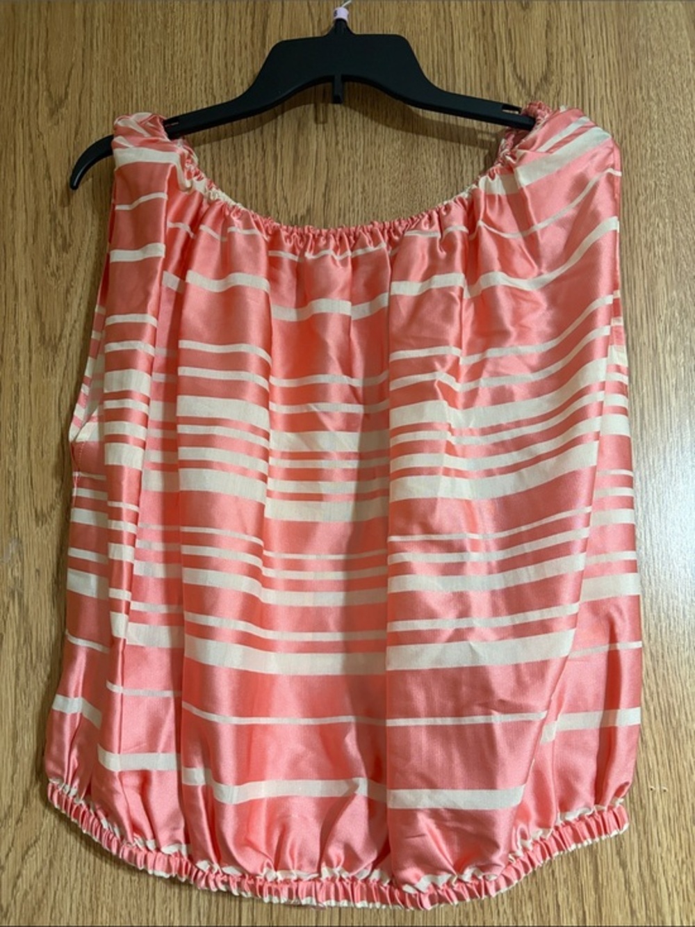 Trina Turk Peach and Cream Striped Off-Shoulder Top